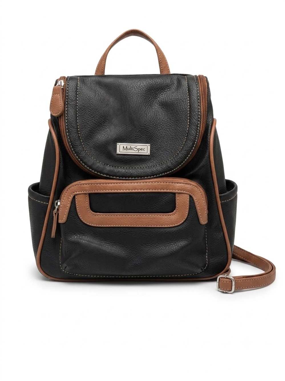 MultiSac Black & Brown Mini Backpack Convertible Travel Everyday Bag